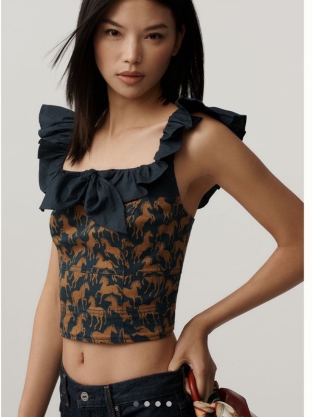 Anthropologie Maeve Flutter-Sleeve Crop Blouse